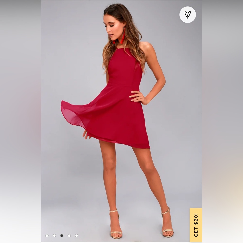 Bright Red Backless Skater Dress